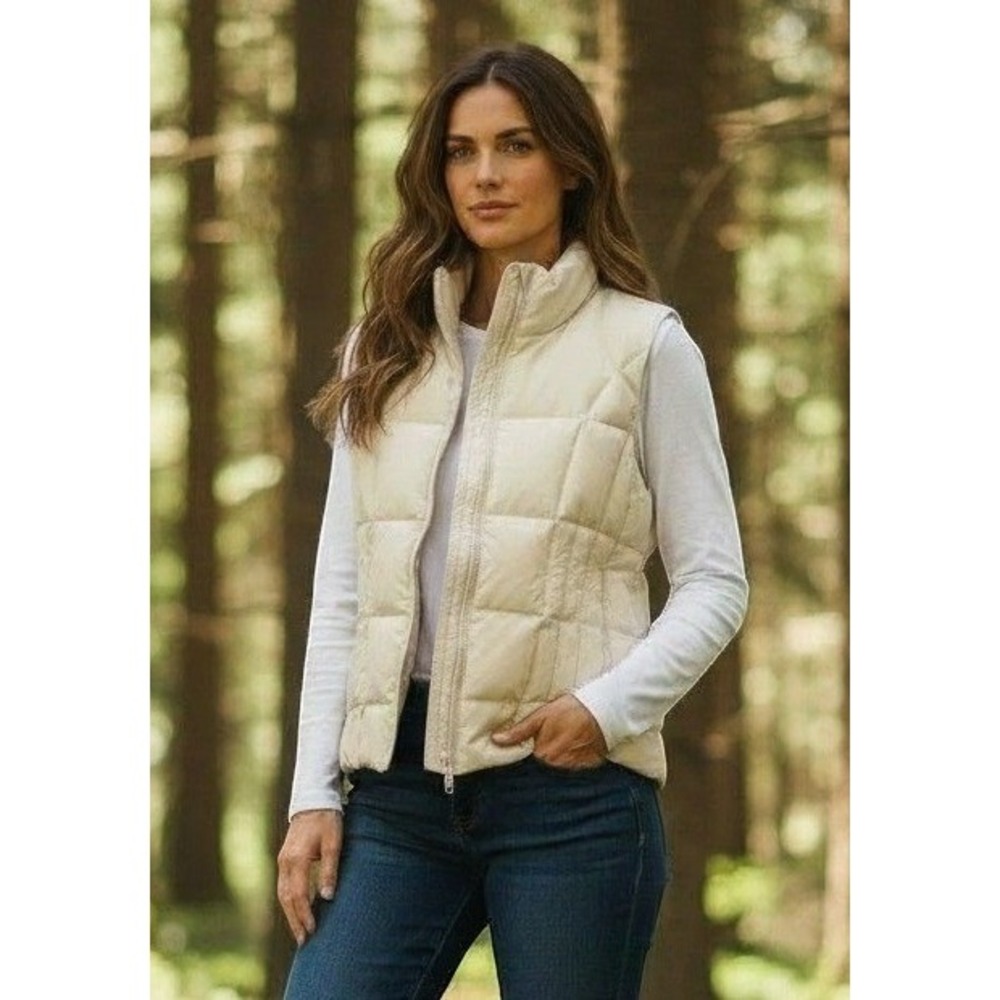 Athletic Works Womens Puffer Vest Cream Tusk Down Blend Quilted AW363608 Large